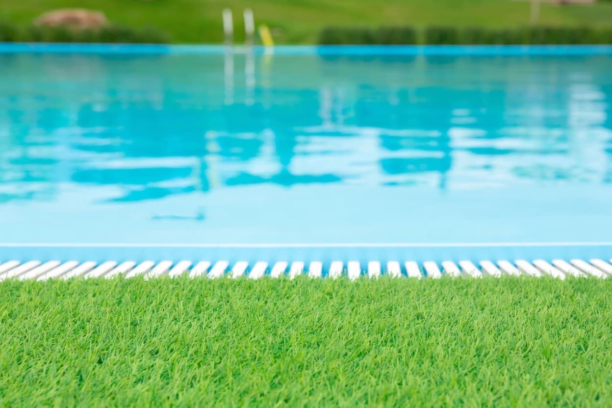 Artificial turf around pool installation in Peoria AZ