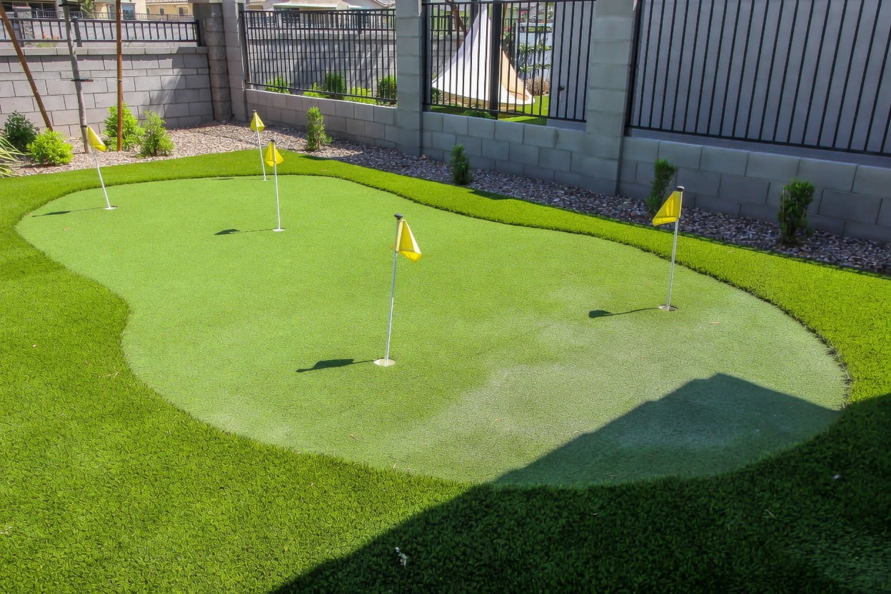 Artificial turf putting green installation in Peoria AZ